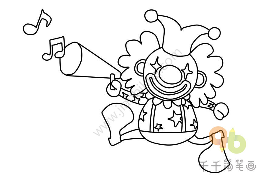 马戏团的音乐小丑简笔画