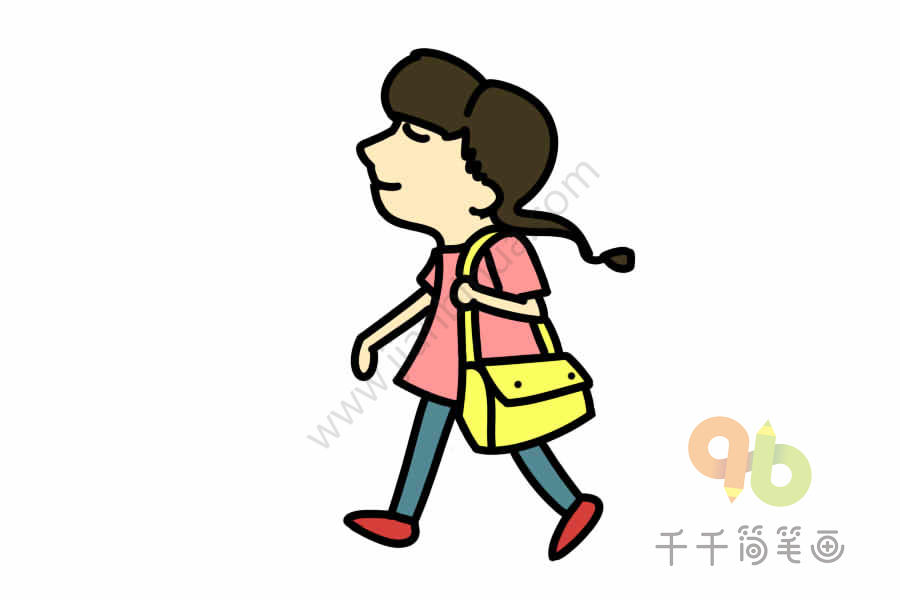 宝宝英文认知 走路带风的女子简笔画