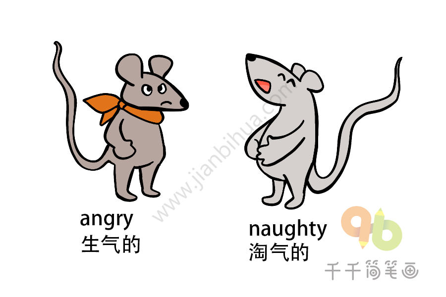 宝宝英文认知 淘气的老鼠简笔画