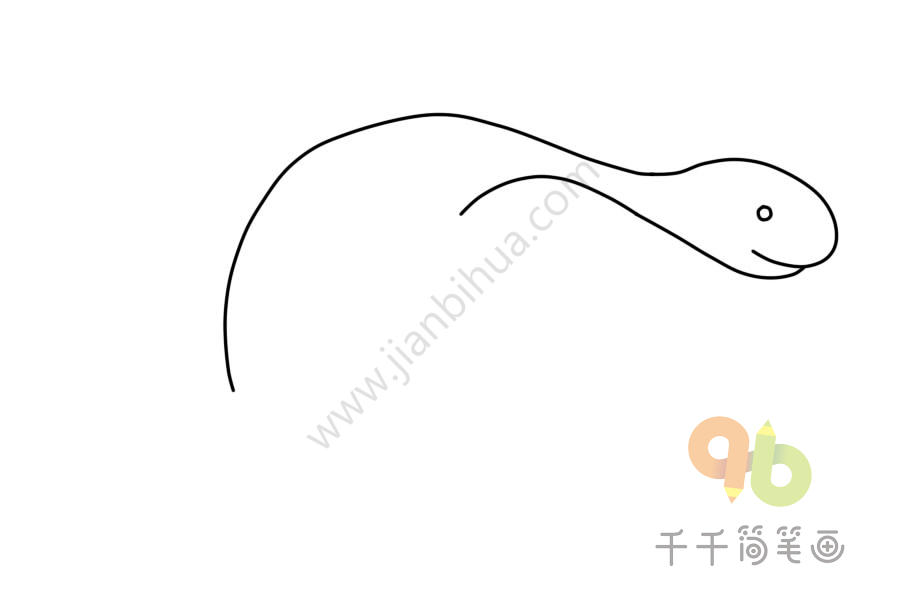 伸缩自如的蛇颈龙简笔画