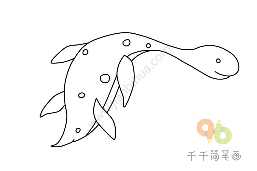 伸缩自如的蛇颈龙简笔画