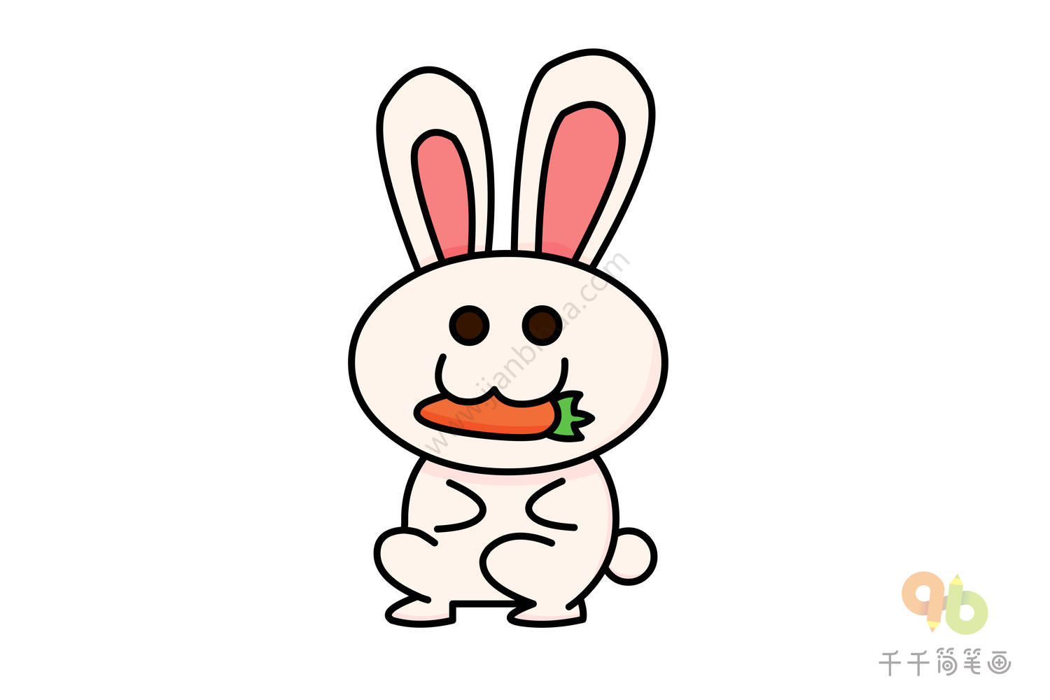 爱吃胡萝卜的小兔子简笔画教程💛巧艺网