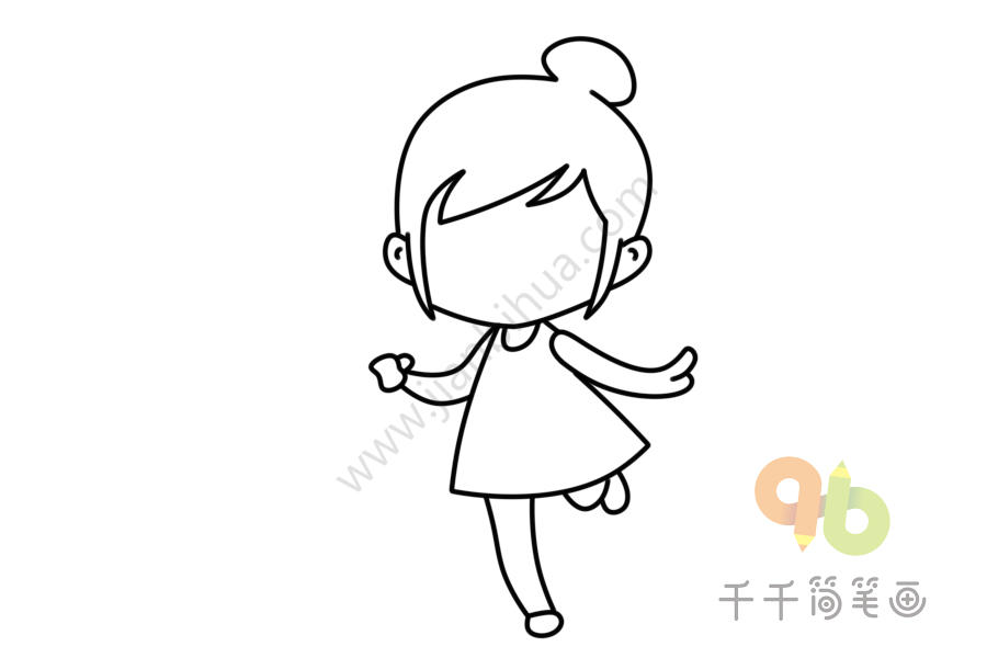 拿气球的女孩简笔画