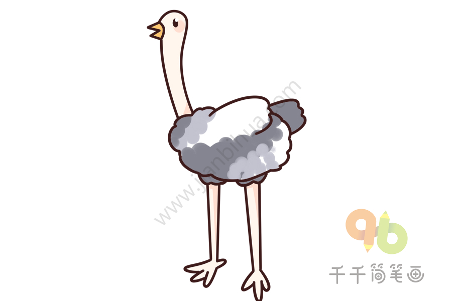 幼儿英语启蒙 边学边画鸵鸟的英文单词