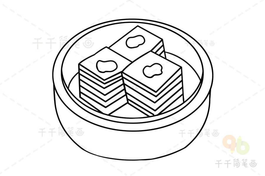 中国传统小吃 千层糕简笔画_菜品