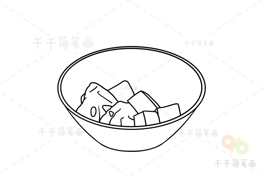 福建闽南美食 四果汤简笔画