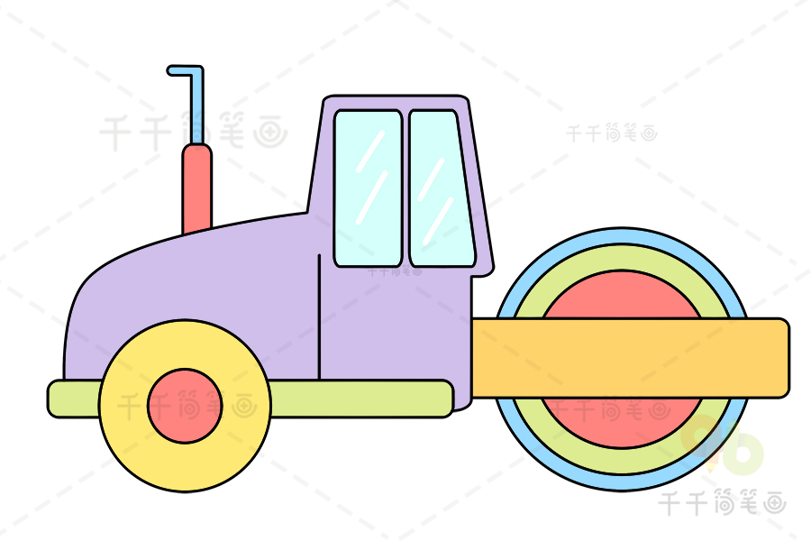 压路机简笔画图解_工程车