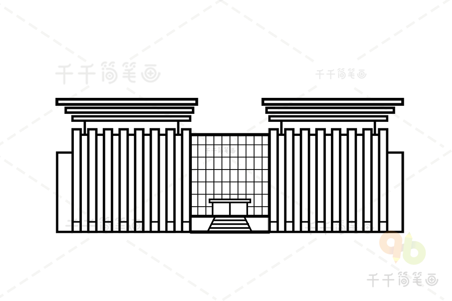 图书馆大门简笔画图片