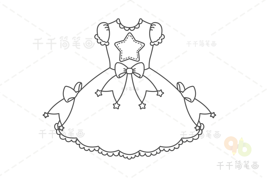 美丽的公主裙怎么画简笔画