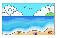 海水怎么画动漫图片