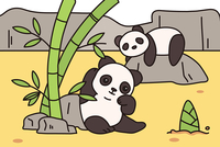 简笔画熊猫 竹林图片
