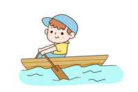 男孩在湖上划船简笔画图片