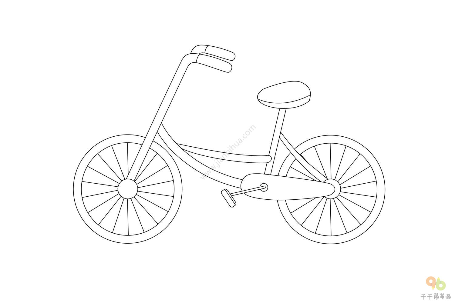 自行车简笔画的画法_自行车