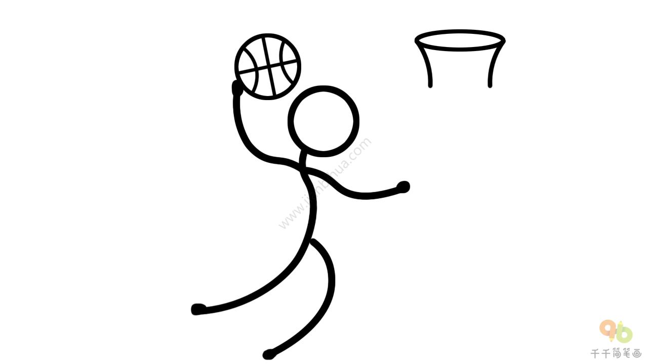 篮球徽章简笔画小学 投篮的体育老师怎么画