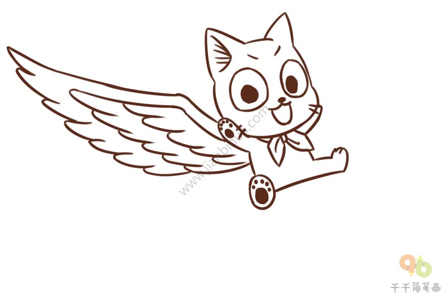 一只想飞的猫简化图片
