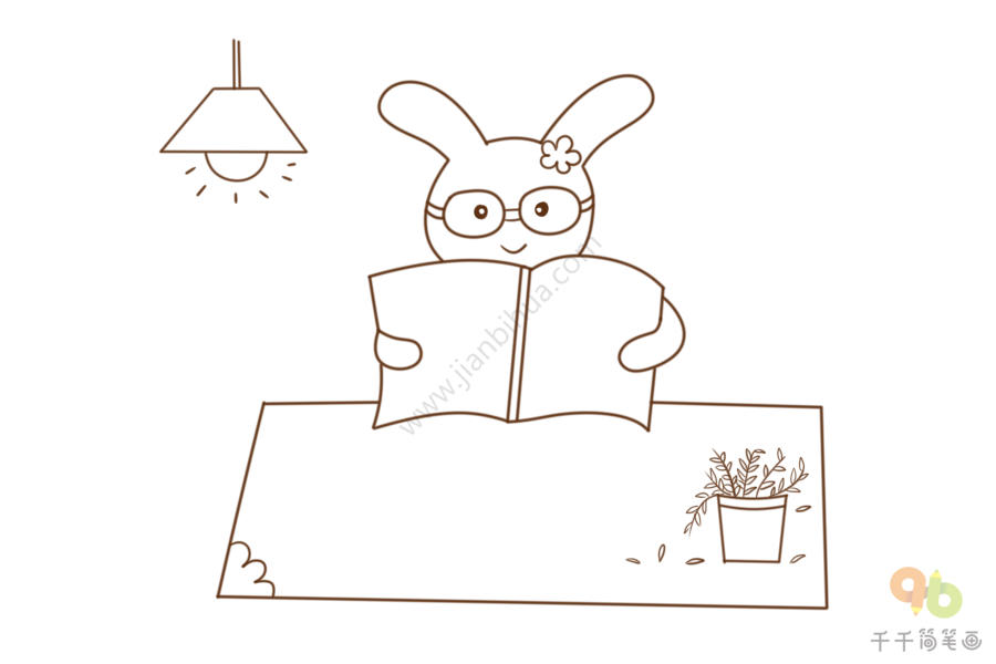 小动物看书的简笔画图片