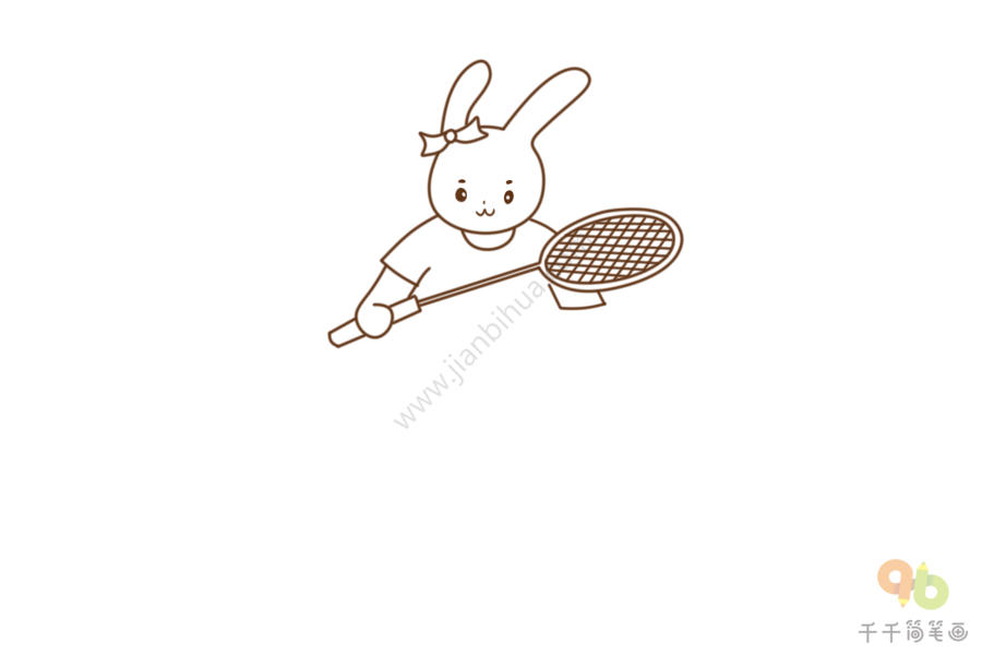 动物打羽毛球简笔画图片