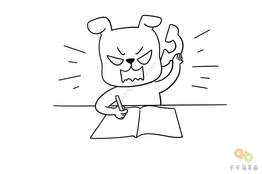 忙成狗表情包简笔画