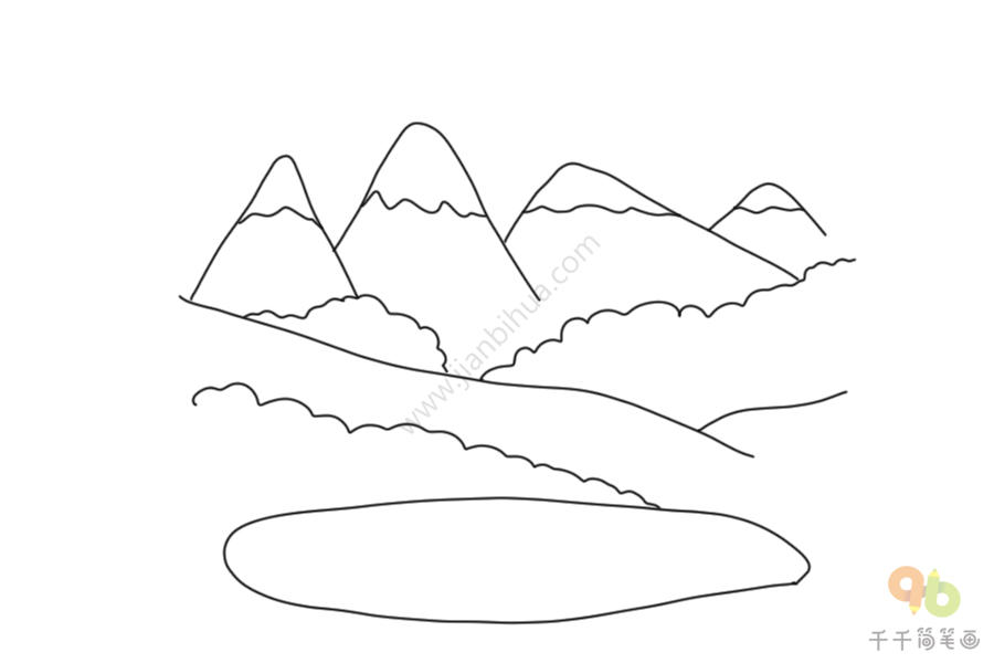 雪后的山景简笔画图片