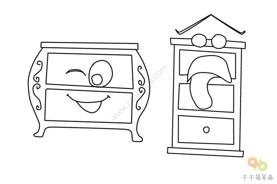 整理玩具柜子简笔画图片