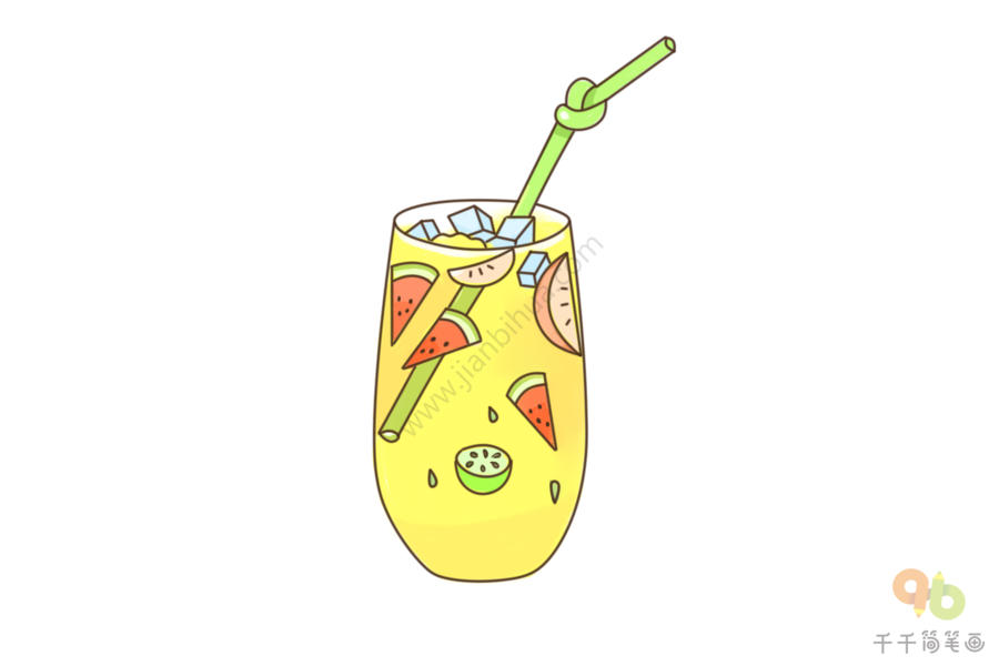 西瓜汁简笔画卡通图片