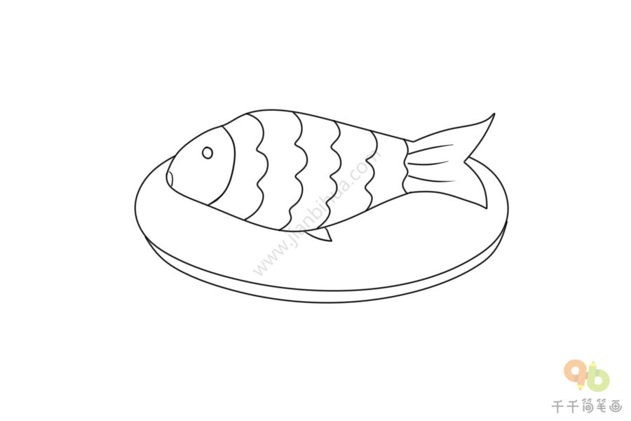 画鱼肉的简笔画图片