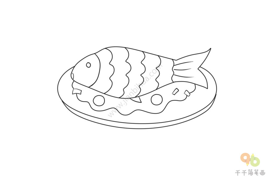 红烧鱼简笔画卡通图片
