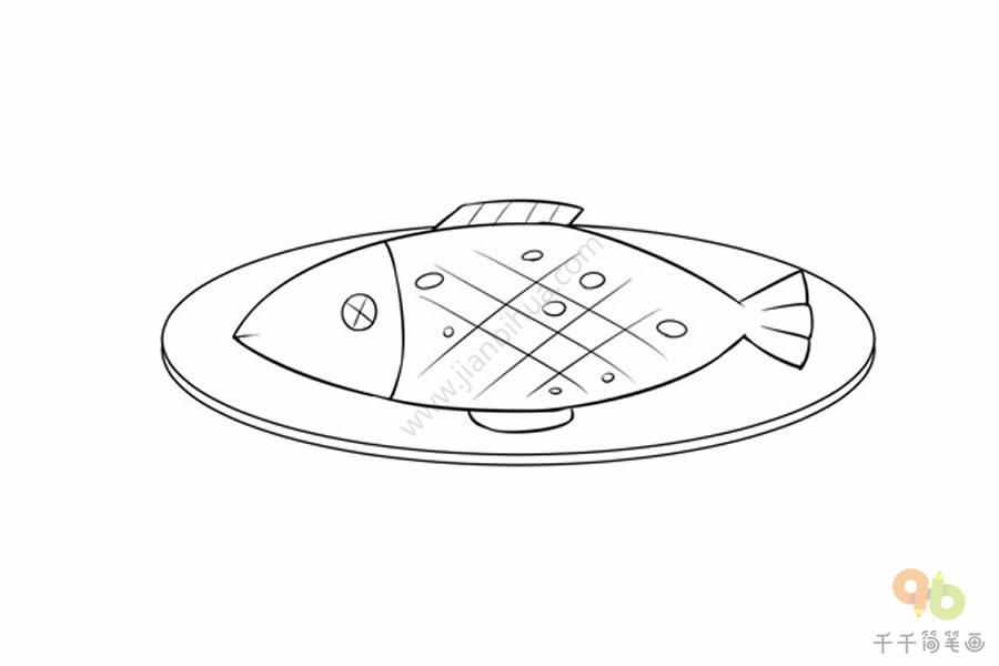 盘子里的鱼卡通图片