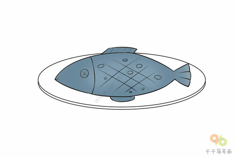 在盘子里的鱼怎么画图片