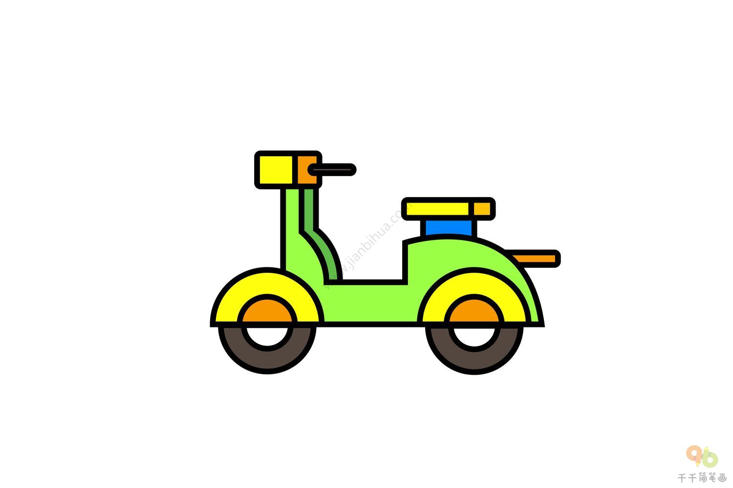 立体摩托车简笔画画法图片步骤（公园图画作品儿童画） - 有点网 - 好手艺