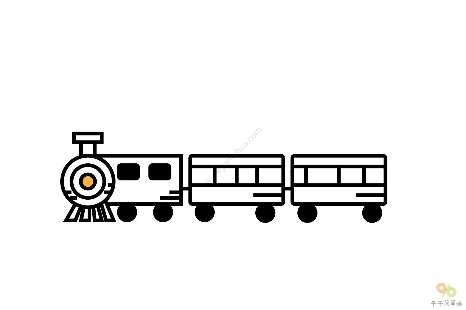 火车头简笔画画法图片步骤（**长城简笔画） - 有点网 - 好手艺