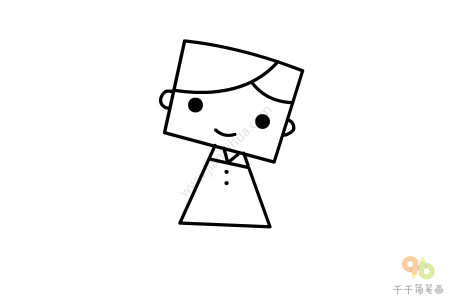 创意正方形简笔画女孩简笔画