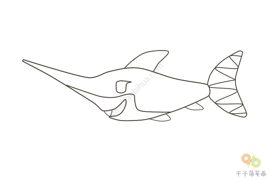 尖嘴鲨简笔画步骤图