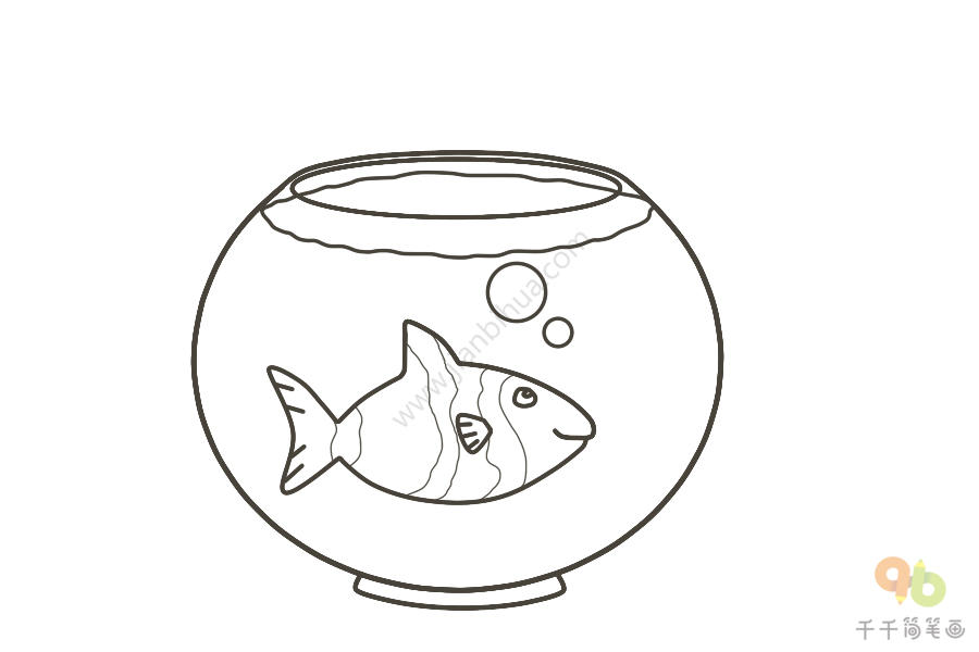 鱼缸简笔画步骤图