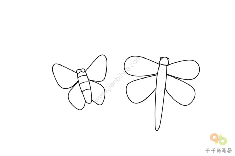 蝴蝶和蜻蜓简笔画步骤图