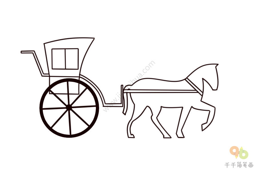 古代马车简笔画图型图片