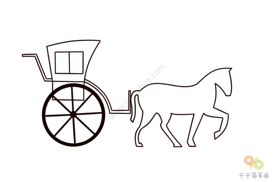 古代马车简笔画步骤图片