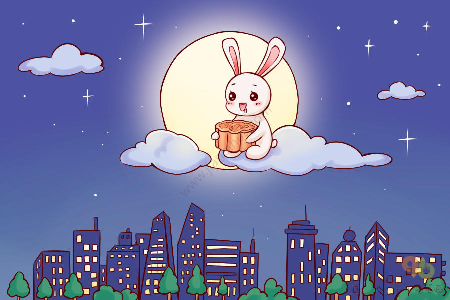 兔子和月亮简笔画图片