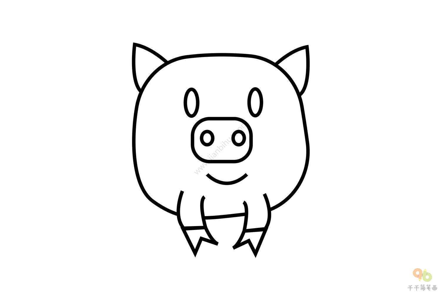 可爱的猪猪简笔画步骤图