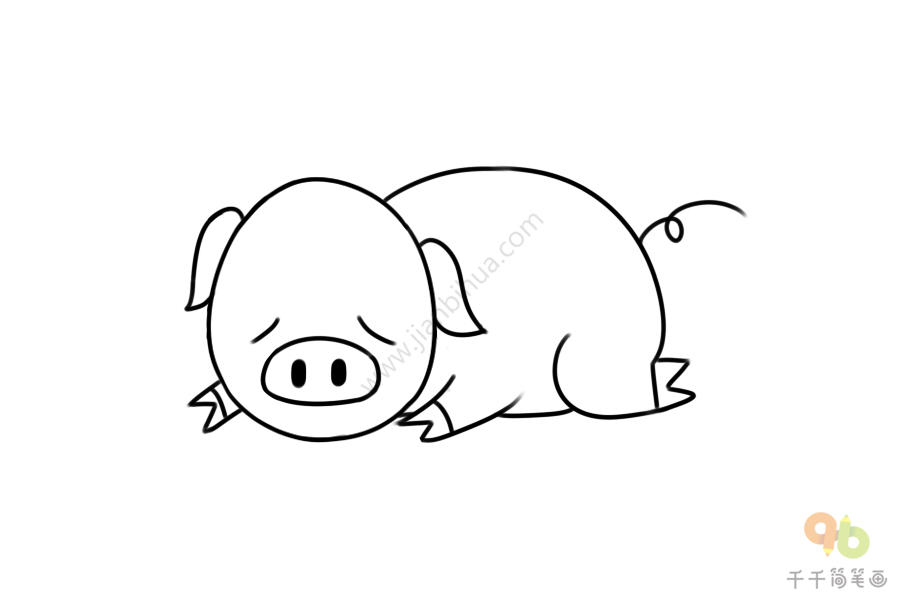 小猪睡觉的简笔画可爱图片