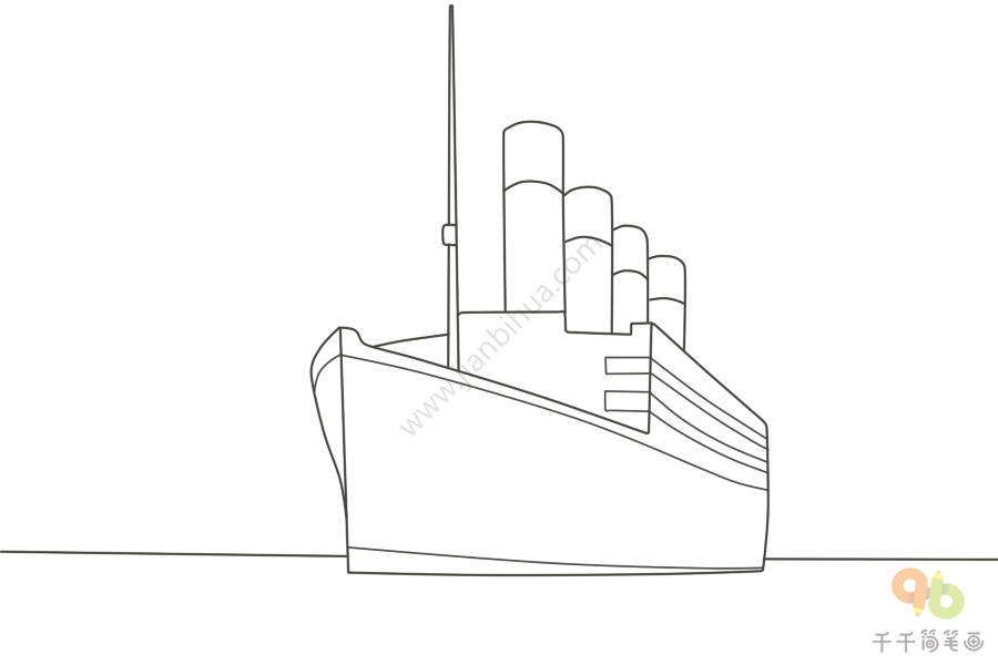 泰坦尼克号沉船简笔画图片