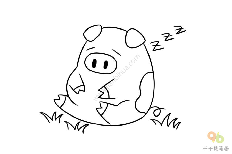 小猪睡觉的简笔画可爱图片