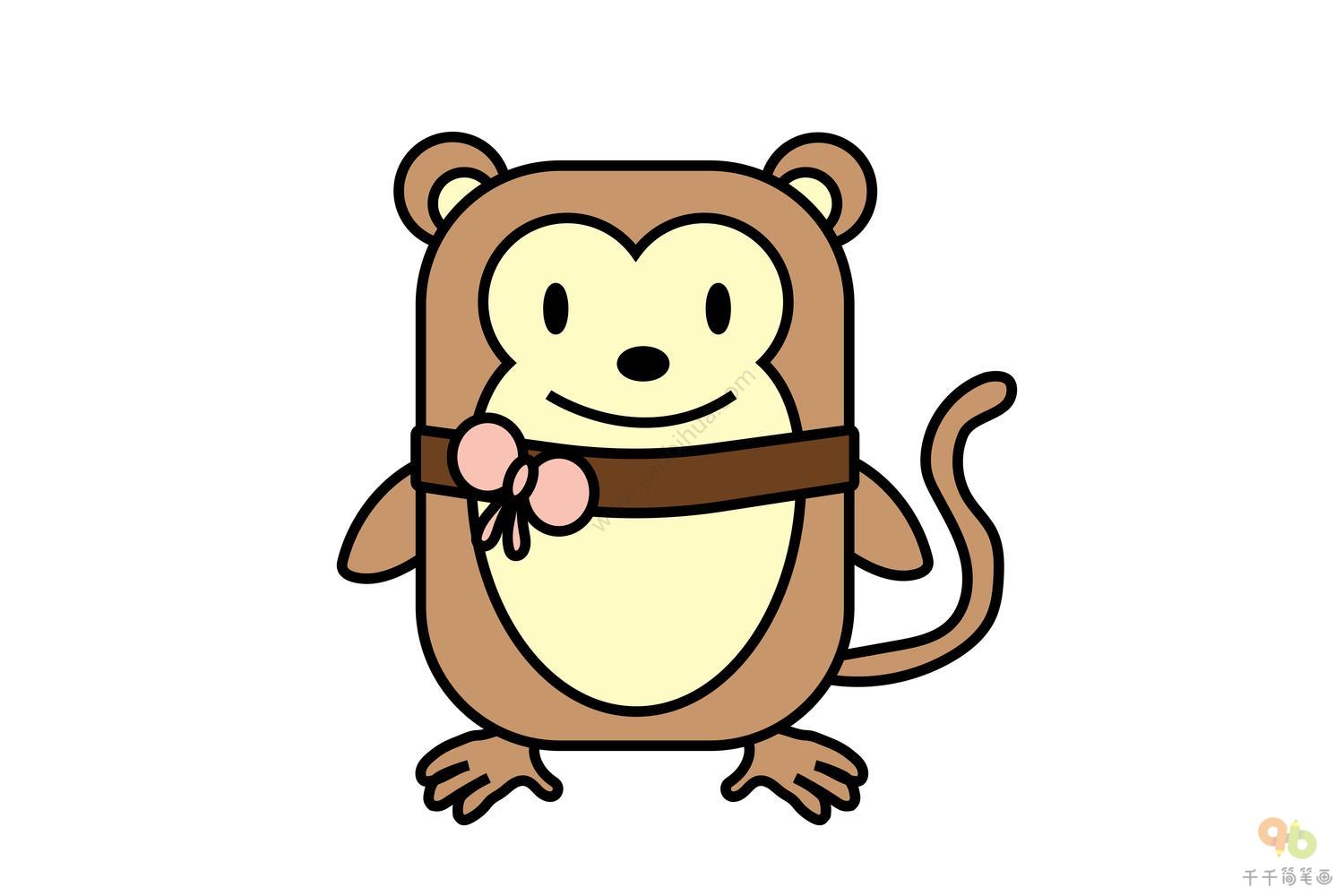 小猴子简笔画步骤图 简单好画_动物头像简笔画