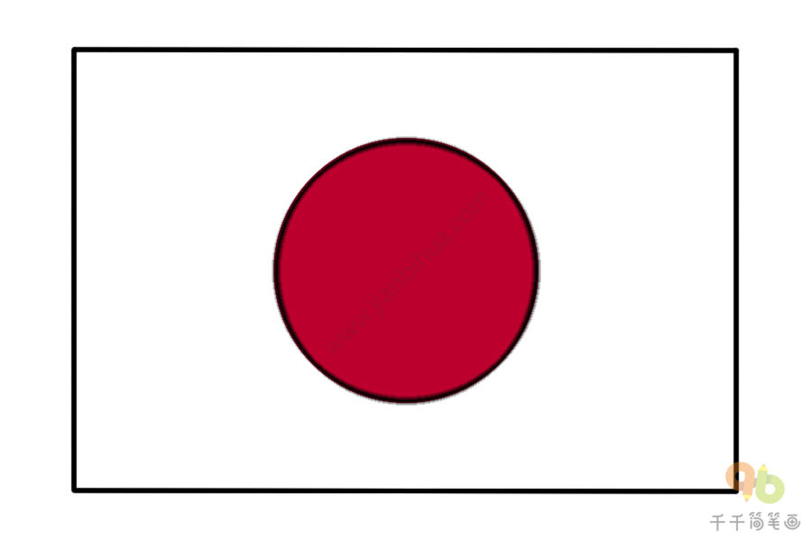 日本国旗简笔画步骤图