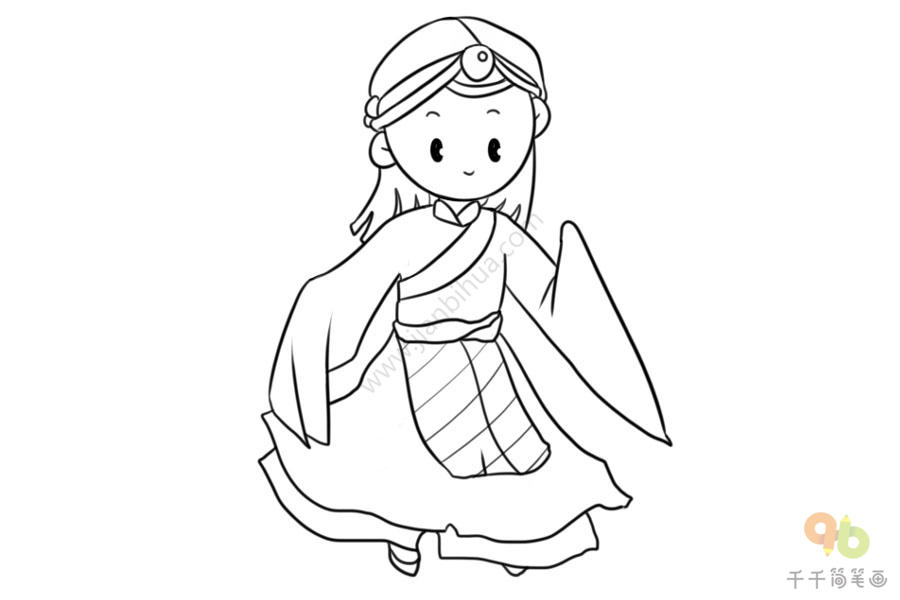 藏族女孩简笔画步骤图
