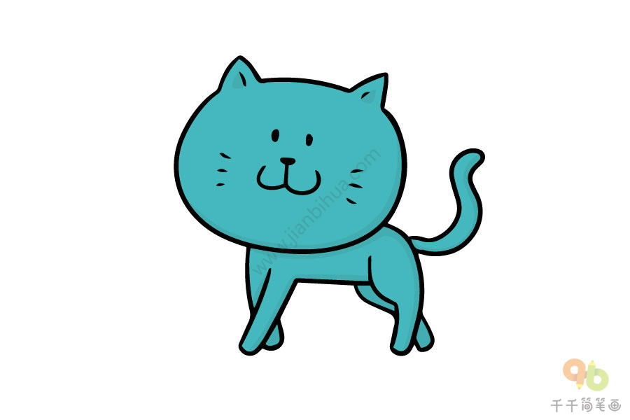 蓝色的猫咪简笔画