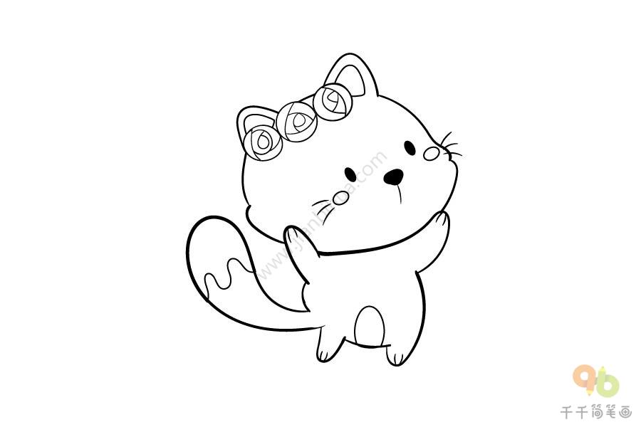 跳舞的猫咪简笔画步骤教程