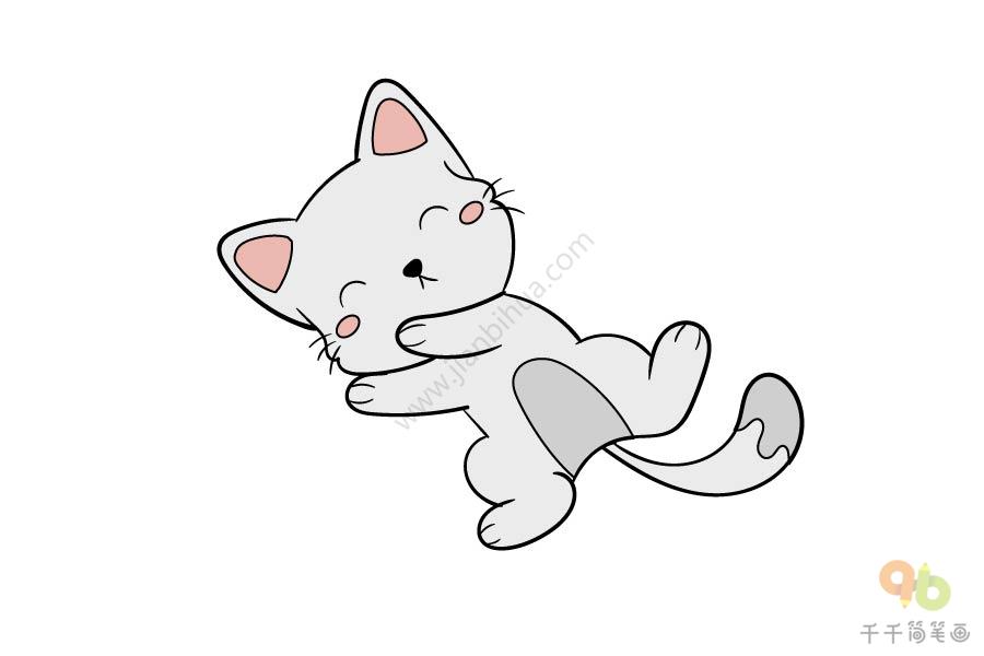 躺着的猫咪简笔画步骤图