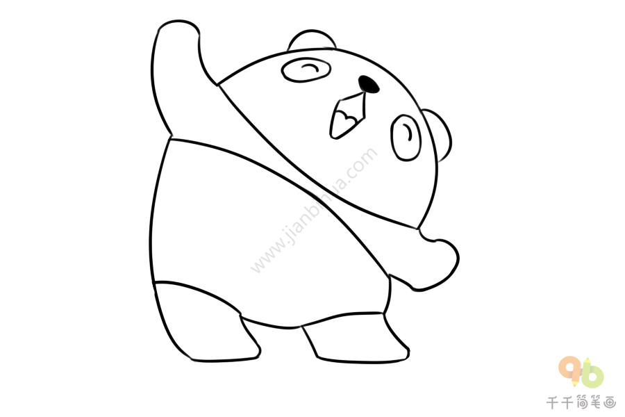 跑步熊猫简笔画图片