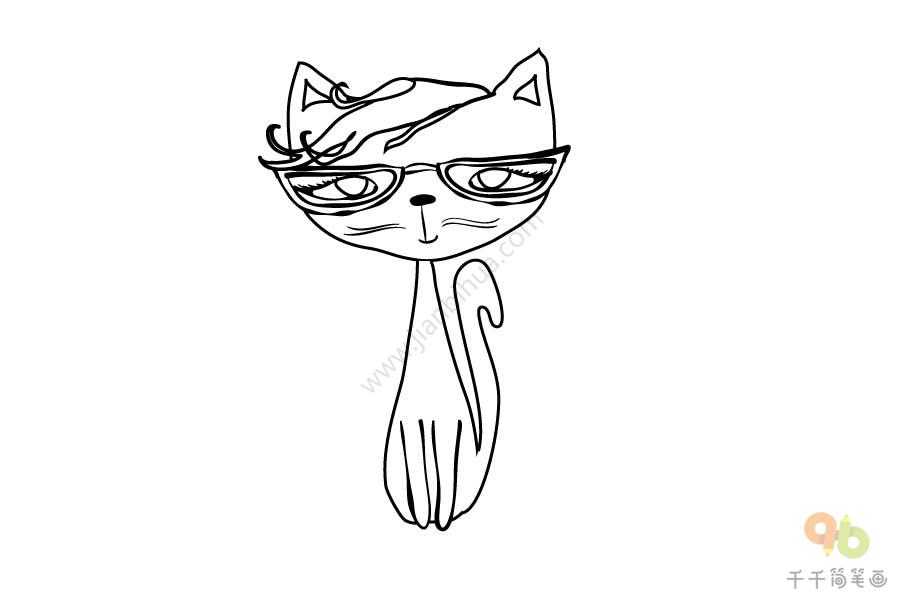 戴眼镜的小猫简笔画图片